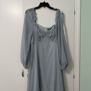 NWT Missguided Grey Blue Long Sleeve Dress